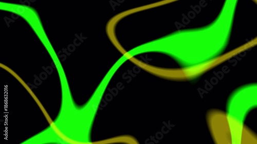 Abstract Neon Green and Yellow Flowing Light Waves on Black Background, Futuristic Digital Motion Design for Technology and Creative Visual Projects