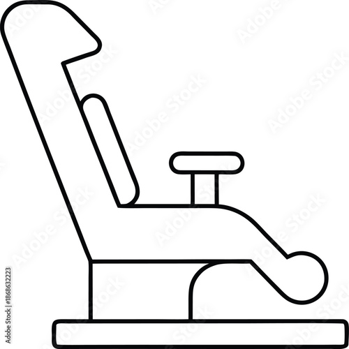 High tech gaming chair silhouette line art on transparent background