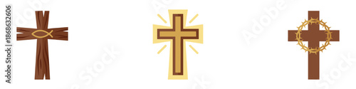 Christian cross icon set. Christian cross icon collection. Vector illustration. EPS 10