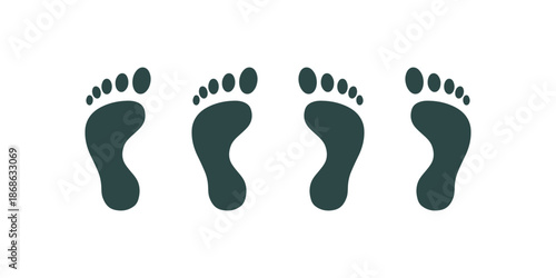 Human footprint icon vector set featuring footsteps symbols for track path navigation shoe sole design graphic illustration and pedestrian concept signage