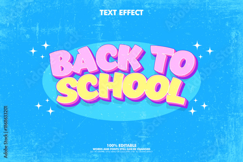 Editable text effect Back To School 3d Cartoon template 