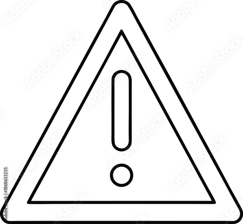 Risk warning triangle outline vector on transparent background