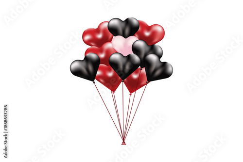 valentine 14 February Heart Balloons Bunch with Red Pink and black for your speacial day and many more isolated on Transparent Background