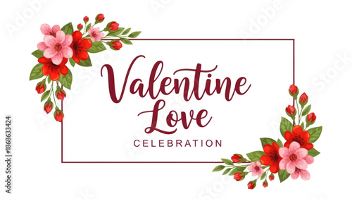 Valentine's Day floral frame for love celebration