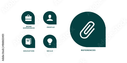 Resume icon vector for CV job interview profile work experience education skills references symbol simple design isolated business employment template