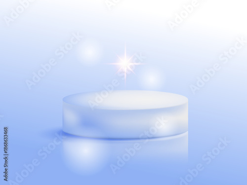 Round podium stage illuminated with spotlights vector illustration design for award ceremony presentation background showcase and exhibition event