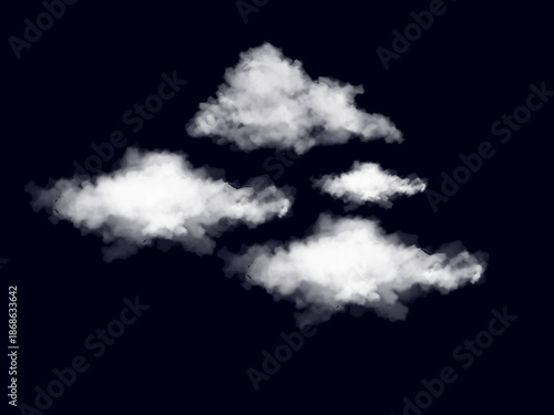 Realistic 3D white fluffy cloud illustration isolated vector object on transparent background for weather design sky symbol icon graphics
