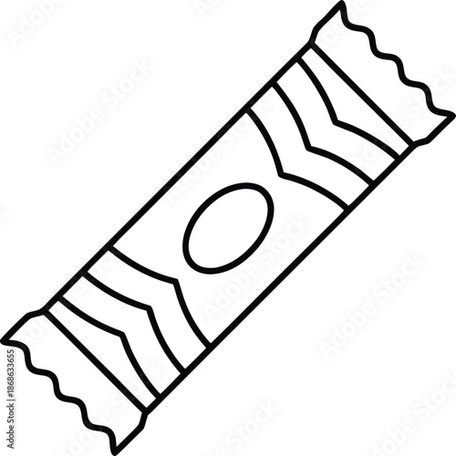 Snack bar wrapper line art vector illustration on transparent background