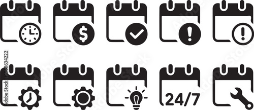 Calendar vector icons. Set of calendar symbols