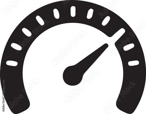 High Performance Speedometer Icon: Data Velocity Gauge, Efficiency Metrics, and Fast Processing Silhouette Symbol