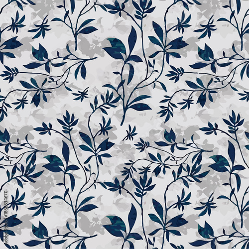seamless pattern with blue flowers