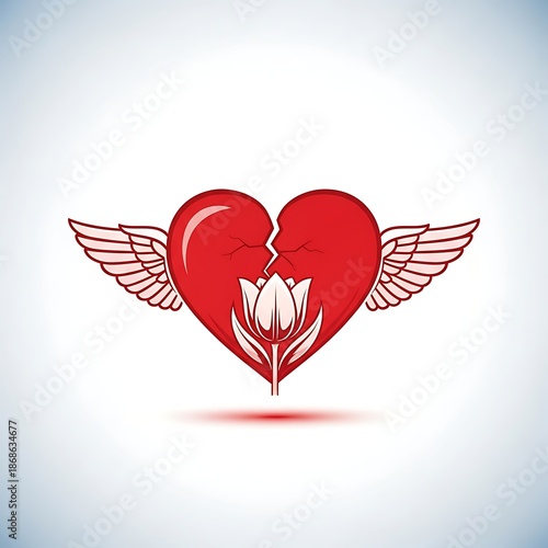 Broken Heart Healing: Lotus Flower, Wings, Love & Hope Vector