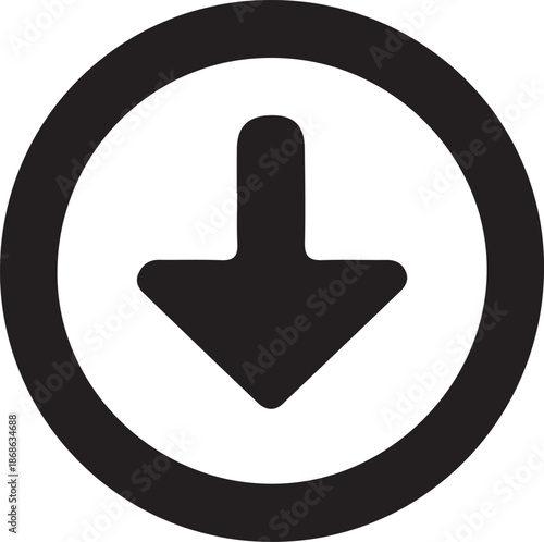 Downward Arrow Symbol for Digital Files, Decreasing Trends, and Interface Navigation