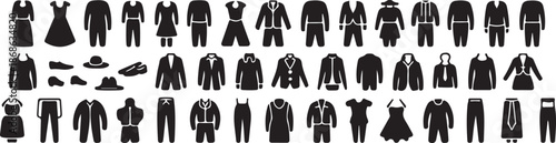 Clothes icons set isolated on white background. Clothing icons. Vector