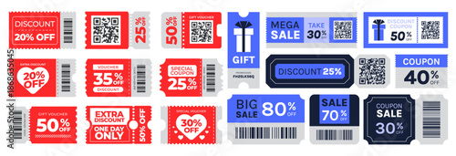 Collection of diverse discount coupons and gift vouchers