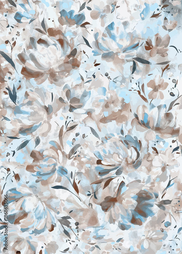 seamless pattern with blue flowers