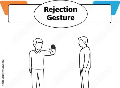 Black outline vector of rejection gesture stopping unwanted interaction