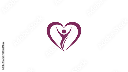 Heart and human figure logo representing health and care.