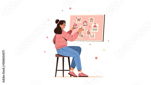 Creative Woman Organizing Ideas on a Mood Board