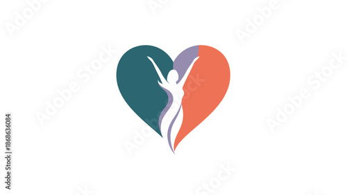 Heart with Abstract Human Figure Logo Design.