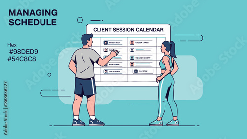 Fitness Coach Managing Client Schedule Calendar Appointment Planning