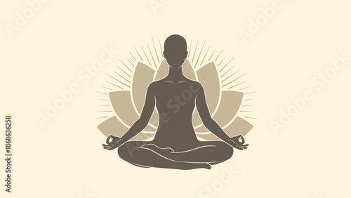 Silhouette of a person meditating in a lotus pose.