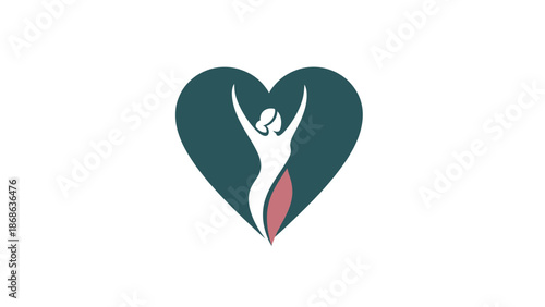 Woman Embracing Self-Love and Wellness Within a Heart Shape.