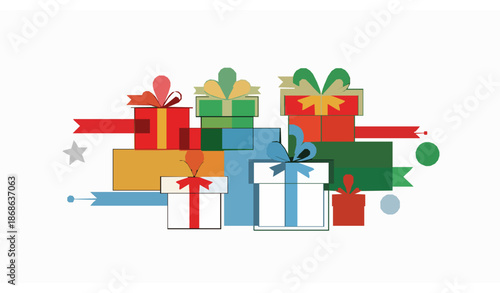 Abstract Holiday Gift Sets Celebration Vector Illustration