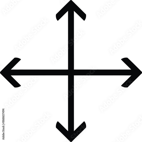 Four way directional arrow symbol for movement or resizing interface element