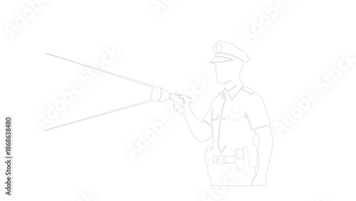 Silhouette of Baseball Umpire with Signals on Black