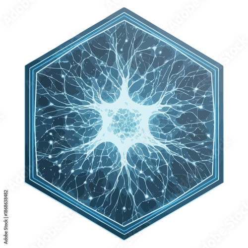 Abstract Hexagonal Neuron Cell Illustration Brain Nervous System
