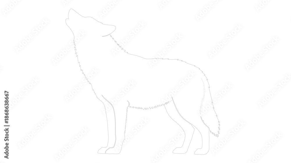 Fototapeta premium Minimalist Black Wolf Silhouette Artwork on Dark Surface