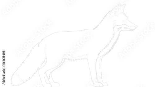 Stylized Black and Outline Wolf Illustration in Profile
