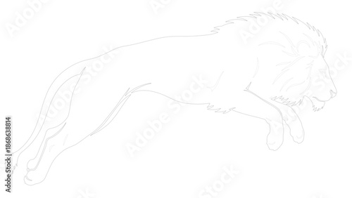 Stylized Lion Silhouette with Floral Design in Monochrome