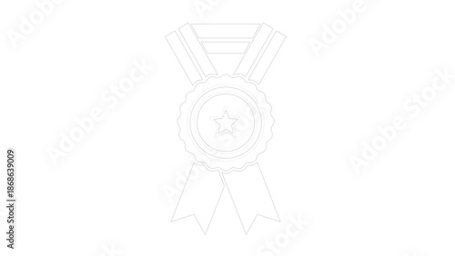 Minimalist Star Badge Ribbon in Dotted Line Art Style