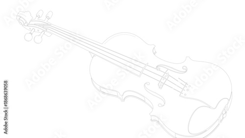 Intricate Black and White Violin Line Art Illustration