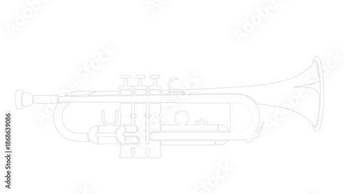 Detailed Line Art of a Trumpet in Monochrome