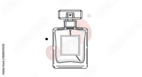 Elegant perfume bottle with subtle floral background shapes represents luxury beauty products, fragrance branding, and sophisticated cosmetic design.