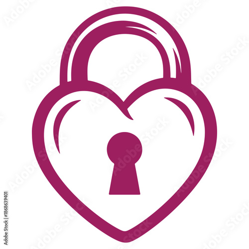 Purple HeartShaped Padlock Icon with Keyhole Symbolizing Love and Security Isolated on Transparent Background