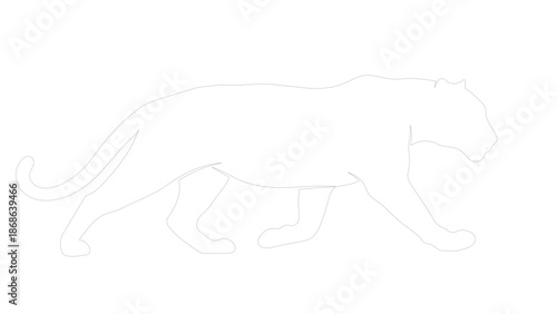 Minimalist Black Cat Silhouette Created with Dotted Lines