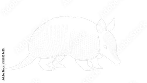 Stylized Armadillo Illustration in Monochromatic Design