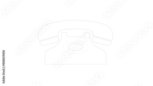 Vintage Rotary Dial Telephone in Line Art Style