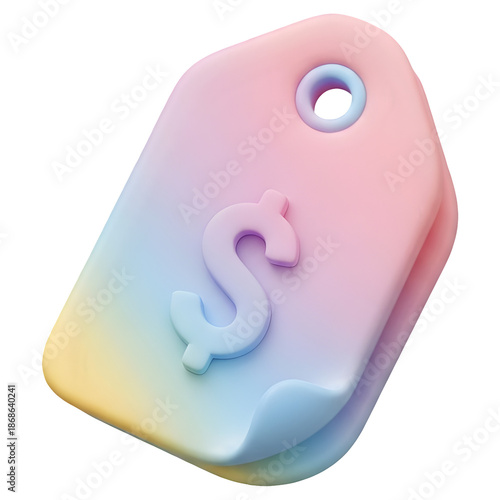 3D Pastel Price Tag Icon with Dollar Sign for E-commerce and Sales