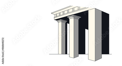 Architectural illustration of classical Greek columns or pillars supporting a structure representing strength and stability.