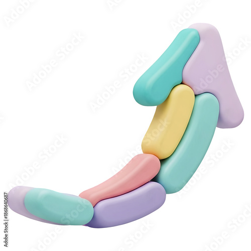 Abstract 3D Pastel Arrow Showing Business Growth and Direction