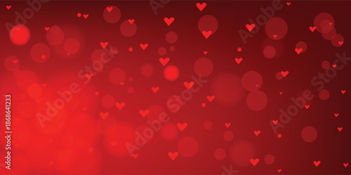 Valentine's Day heart background design with creative red bokeh lights and minimalist hearts  for your special day and Valentine's Day