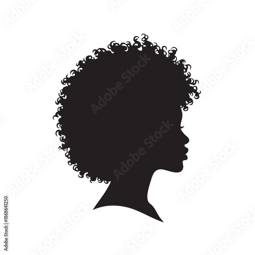 Beautiful Silhouette of a Black Woman with Large Natural Afro Hairstyle, Side Profile Vector Art Celebrating Natural Beauty and Hair