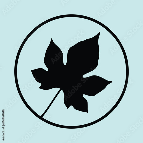 Silhouette broad leaf icon in a geometric circular frame Vector Illustration