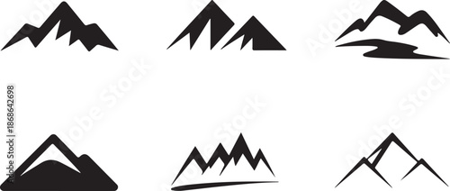 Mountain icon silhouette vector