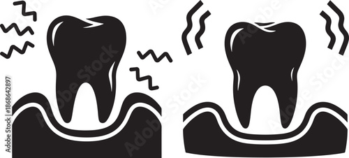 Tooth pain silhouette with dental teeth decay issue